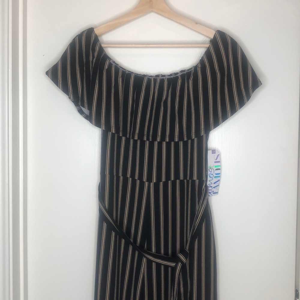 Stripe Off The Shoulder Jumpsuit